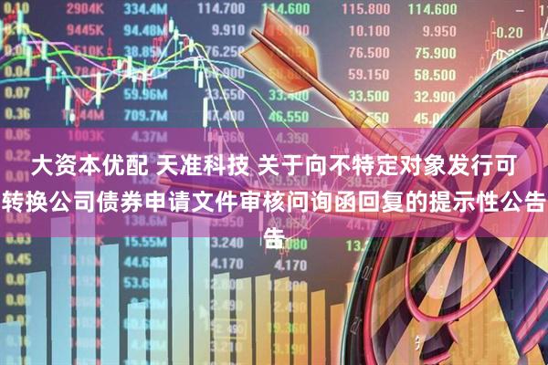 大资本优配 天准科技 关于向不特定对象发行可转换公司债券申请文件审核问询函回复的提示性公告